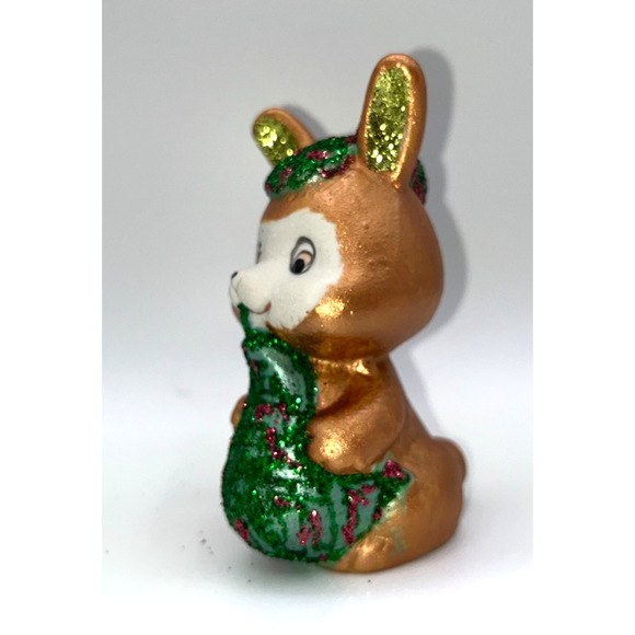 Vintage Ceramic Scottish Bunny Rabbit Playing Bagpipes Red Green Hat Rare OOAK - Picture 15 of 16